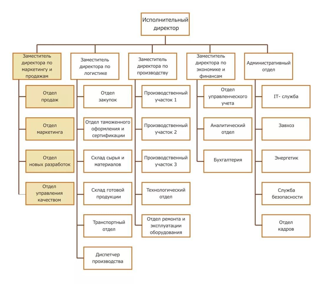 Структура компании схема отдел продаж